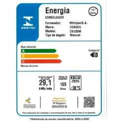 Freezer Vertical 1 Porta 189L Consul CVU20MB Branco