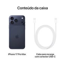 iPhone 17 Pro Max Apple 256GB Tela 6.9" Câmera Principal 48MP e Selfie 18MP Azul