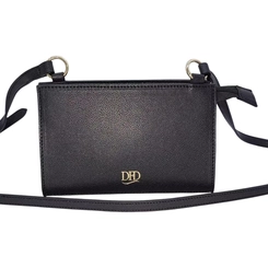 Bolsa DFD Feminina com Alça Ajustável e Detalhes Dourados Preto