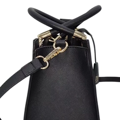 Bolsa DFD Feminina Quadrada com Detalhes Dourados Preto