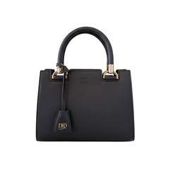 Bolsa DFD Feminina Quadrada com Detalhes Dourados Preto