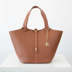 Bolsa DFD Feminina com Pingente Dourado Marrom