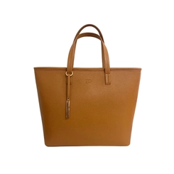Bolsa DFD Feminina Minimalista Detalhes Dourados Marrom