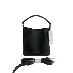 Bolsa DFD Feminina com Detalhes Dourados Preta
