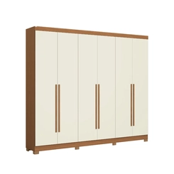 Guarda-Roupa Casal 6 Portas Kappesberg Canela/Off White SE
