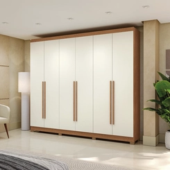 Guarda-Roupa Casal 6 Portas Kappesberg Canela/Off White SE