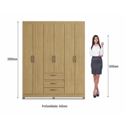 Guarda-Roupa 6 Portas 3 Gavetas Decibal RP3638 Ipê