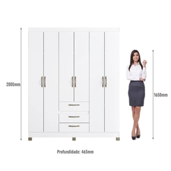 Guarda-Roupa 6 Portas 3 Gavetas Decibal Branco