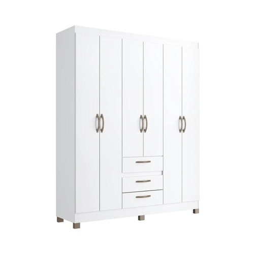 Guarda-Roupa 6 Portas 3 Gavetas Decibal Branco