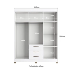 Guarda-Roupa 6 Portas 3 Gavetas Decibal Branco