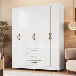 Guarda-Roupa 6 Portas 3 Gavetas Decibal Branco