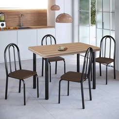 Conjunto de Mesa e Cadeiras TRE Paroni MP4020 TP806 Preto/Marrom SE