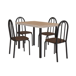 Conjunto de Mesa e Cadeiras TRE Paroni MP4020 TP806 Preto/Marrom SE