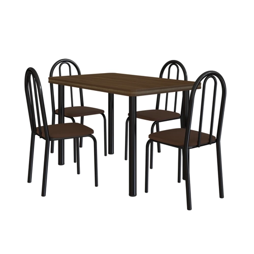 Conjunto de Mesa e Cadeiras TRE Paroni MP4020 TP805 Preto/Marrom SE