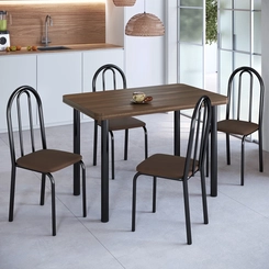 Conjunto de Mesa e Cadeiras TRE Paroni MP4020 TP805 Preto/Marrom SE