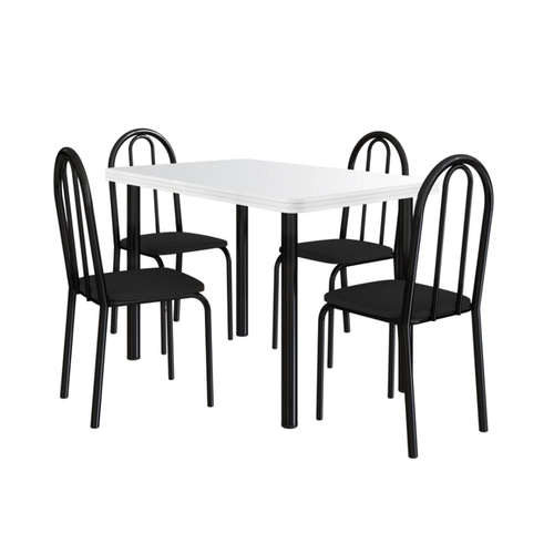 Conjunto de Mesa e Cadeiras TRE Paroni MP4020 TP808 Preto/Branco SE