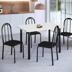 Conjunto de Mesa e Cadeiras TRE Paroni MP4020 TP808 Preto/Branco SE