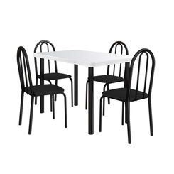 Conjunto de Mesa e Cadeiras TRE Paroni MP4020 TP808 Preto/Branco SE