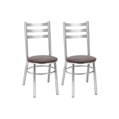 Par de Cadeiras Fixas Tre Paroni Ref93 Cromado/Marrom SE