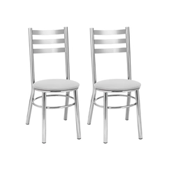 Par de Cadeiras Fixas Tre Paroni Ref92 Cromado/Branco SE
