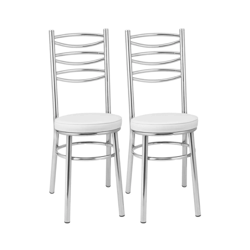 Par de Cadeiras Fixas Tre Paroni Ref9 Cromado/Branco SE
