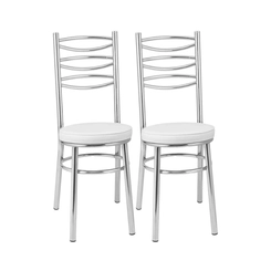 Par de Cadeiras Fixas Tre Paroni Ref9 Cromado/Branco SE