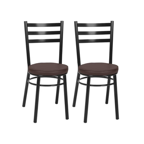 Par de Cadeiras Fixas Tre Paroni Ref90 Preto/Marrom SE