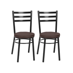 Par de Cadeiras Fixas Tre Paroni Ref90 Preto/Marrom SE