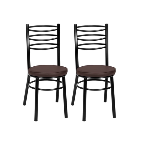 Par de Cadeiras Fixas Tre Paroni Ref78 Preto/Marrom SE
