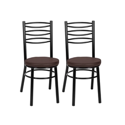 Par de Cadeiras Fixas Tre Paroni Ref78 Preto/Marrom SE