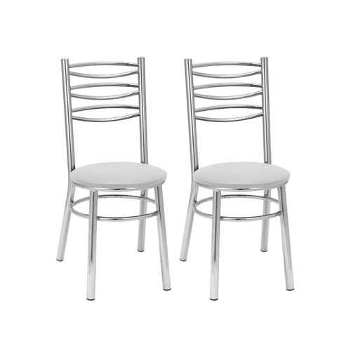Par de Cadeiras Fixas Tre Paroni Ref80 Cromado/Branco SE