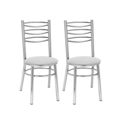 Par de Cadeiras Fixas Tre Paroni Ref80 Cromado/Branco SE