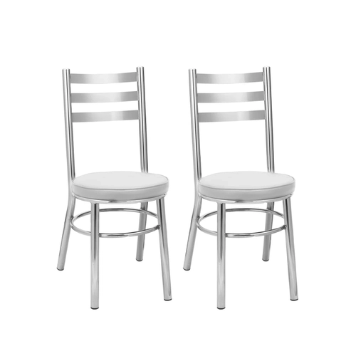 Par de Cadeiras Fixas Tre Paroni Ref86 Cromado/Branco SE