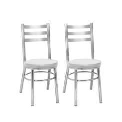 Par de Cadeiras Fixas Tre Paroni Ref86 Cromado/Branco SE