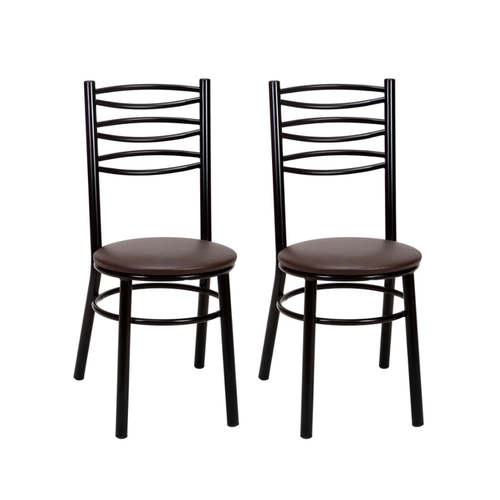 Par de Cadeiras Fixas Tre Paroni Ref84 Preto/Marrom SE