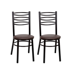 Par de Cadeiras Fixas Tre Paroni Ref84 Preto/Marrom SE