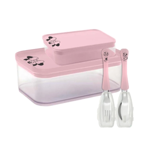 Kit Lancheira Infantil Minnie Simonaggio 6 Peças Rosa