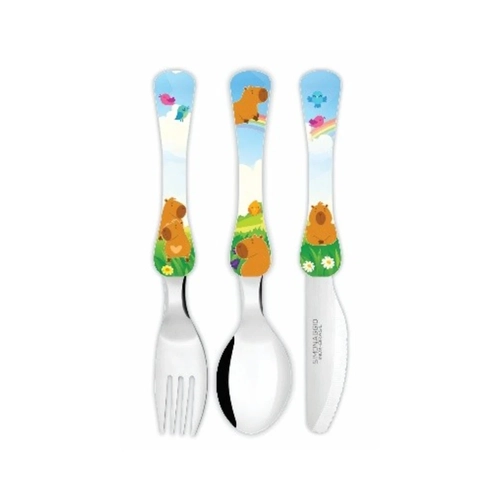 Kit Talheres Infantil Capivara Simonaggio 3 Peças