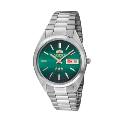 Relógio Masculino Orient Analógico 469wa3nh/e1sx Pulseira Prata Visor Verde