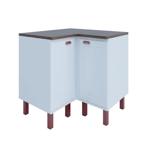 Balcão de Canto 88cm Móveis Canção 2 Portas 9111001 Branco/Jequitibá SE