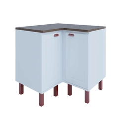 Balcão de Canto 88cm Móveis Canção 2 Portas 9111001 Branco/Jequitibá SE