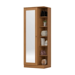 Sapateira 1 Porta com Espelho e Prateleiras Laterais Henn Duetto D182-214 Cinamomo