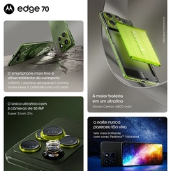 Smartphone Motorola Edge 70 Fusion 512GB 12GB RAM Tela 6.7" Câmera 50MP OIS + 50MP e Selfie 50MP Bronze Green