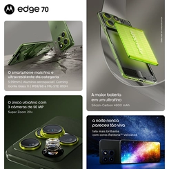 Smartphone Motorola Edge 70 Fusion 512GB 12GB RAM Tela 6.7" Câmera 50MP OIS + 50MP e Selfie 50MP Lily Pad
