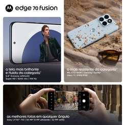 Smartphone Motorola Edge 70 Fusion 256GB 8GB RAM tela 6,8" Câmera 50MP OIS + 13MP e selfie 32MP Roxo