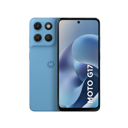 Smartphone Motorola G17 256GB 4GB RAM Tela 6.7" Câmera 50MP + 5MP e Selfie 32MP Azul Claro