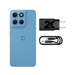 Smartphone Motorola G17 256GB 4GB RAM Tela 6.7" Câmera 50MP + 5MP e Selfie 32MP Azul Claro