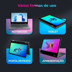 Notebook 2 em 1 Tela 11.6" 128GB 4GB RAM Intel Celeron N4500 Positivo C4128E Cinza Escuro