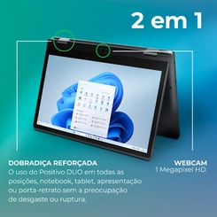 Notebook 2 em 1 Tela 11.6" 128GB 4GB RAM Intel Celeron N4500 Positivo C4128E Cinza Escuro
