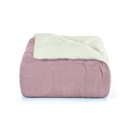 Edredom Sherpa Casal Hedrons 220x240cm Liso Rosa